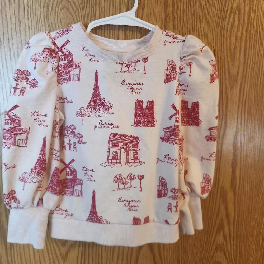 Janie and Jack Pink and White Parisian Kids Sweatshirt